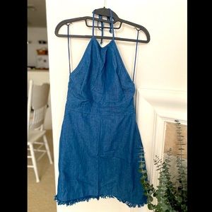 Denim halter, backless dress